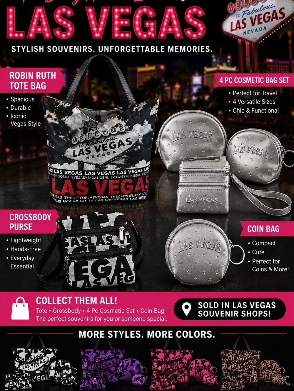 Sale: Las Vegas Totes, Cosmetic Bags N More ( Robin Ruth, Vegas Souvenirs)